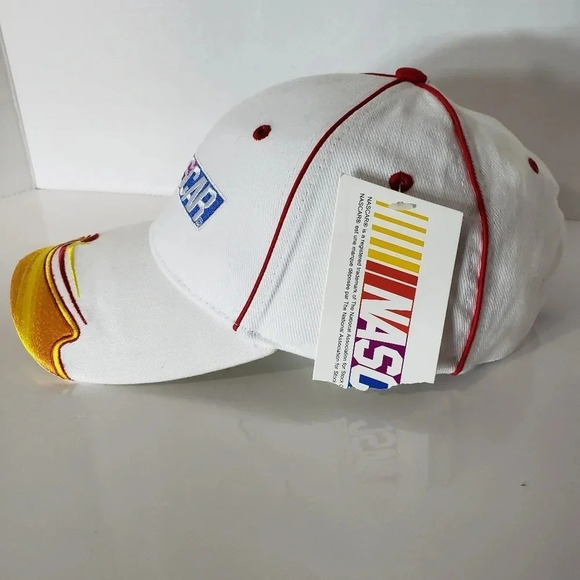 NWT,Nascar Racing Mens White/Multi-colored Velcro Strap closure  Ball Cap. - Picture 2 of 8